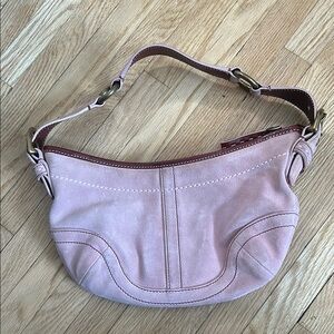 Pink Suede Y2K Coach Mini Shoulder Bag